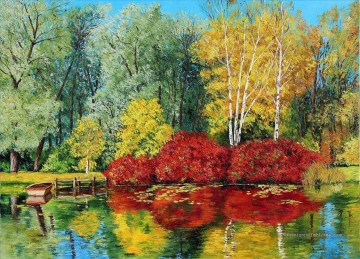 étang d’automne jardin Peinture à l'huile